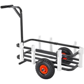 VEVOR Beach Fishing Cart, 200 lbs Load Capacity, Fish and Marine Cart with Two 11" Big Wheels Rubber Balloon Tires for Sand