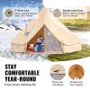 VEVOR 12 Person Canvas Glamping Bell Tent, Breathable Waterproof Large Yurt Tent with Stove Jack and Detachable Side Wall for Family Camping