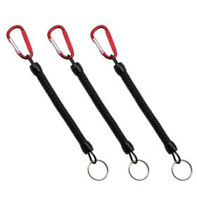 Climbing Button Carabiner Anti-Lost Spring Rope Outdoor Mountaineering Lost Rope Lure Fishing Gear Fishing Accessories Fishing R (Color: Red three loading)