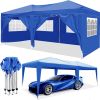 10'x20' EZ Pop Up Canopy Outdoor Portable Party Folding Tent with 6 Removable Sidewalls + Carry Bag + 4pcs Weight Bag