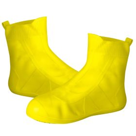 Waterproof Shoe Covers Reusable Not-Slip Rain Shoe Covers Protectors Foldable TPE Rubber Shoe Protectors For Men Women Kids (Color: Yellow, size: XL)