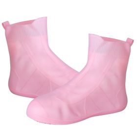 Waterproof Shoe Covers Reusable Not-Slip Rain Shoe Covers Protectors Foldable TPE Rubber Shoe Protectors For Men Women Kids (Color: Pink, size: M)