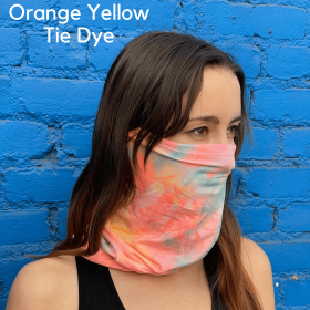 Sports Neck Gaiter Face Mask for Outdoor Activities (Color: Orange Yellow Tie Dye)